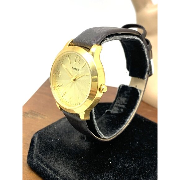 Timex Women's Watch TW2V36000 Quartz Gold Black Leather Band 32mm - Picture 2 of 13